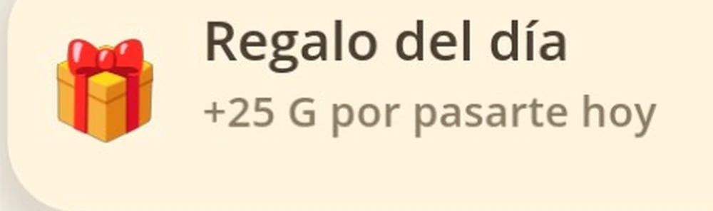 Tarjeta del regalo diario de 25 monedas.